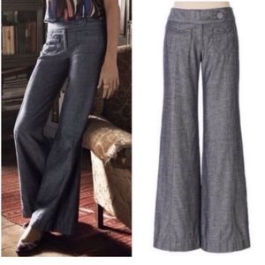 Anthropologie chambray wideleg trouser pants 8
